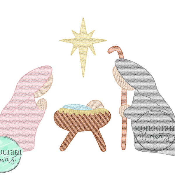 Christmas Nativity Embroidery Design, Trendy Embroidery Design, Embroidery Designs Trendy, Christmas Manger Embroidery Design, Stitch Sketch