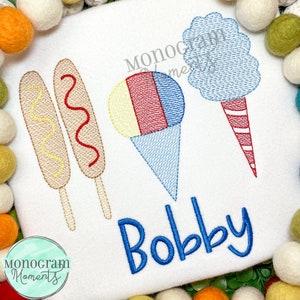 Fair treats machine embroidery design, summer bean stitch sketch embroidery design