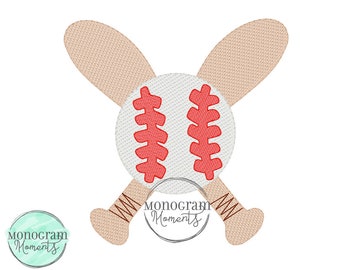 Baseball bats and ball machine embroidery design, baseball trio bean stitch sketch embroidery design