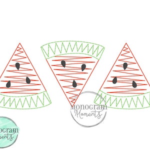 Maskinbroderidesign med vattenmelon, skissbroderidesign med fruktbönsöm