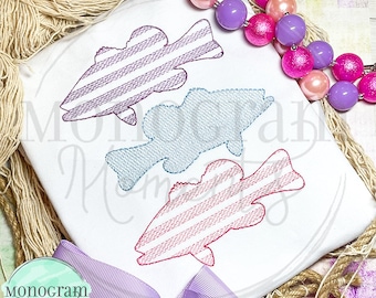 Conception de broderie de machine de trio de basse, conception de broderie de croquis de point de haricot d'été