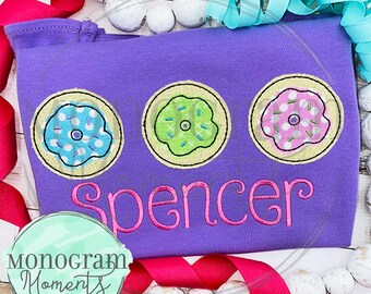 Doughnut machine embroidery design file, doughnuts bean stitch applique embroidery design