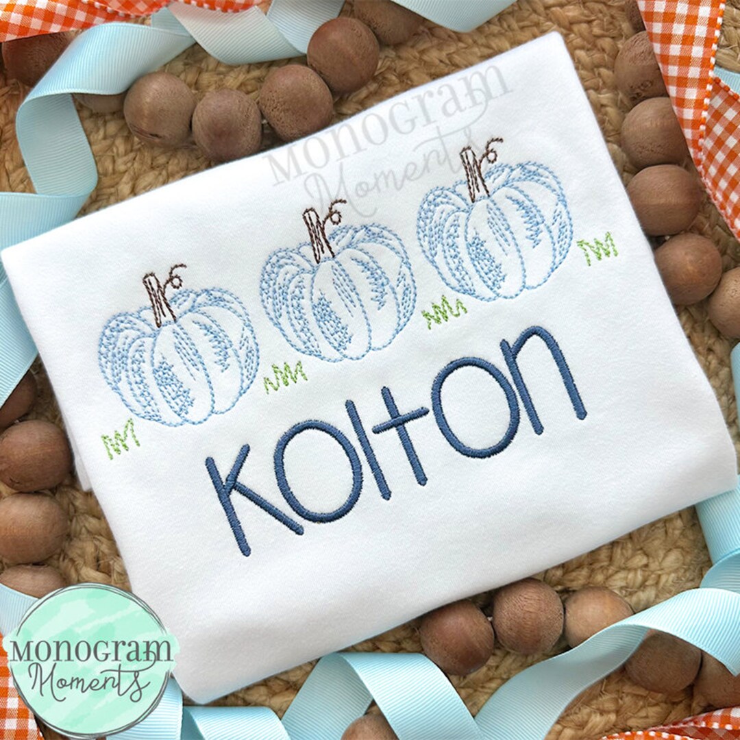 Pumpkin Trio Machine Embroidery Design, Fall Bean Stitch Sketch ...