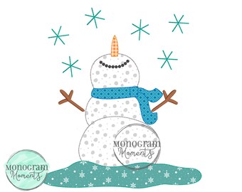 Snowing Snowman Embroidery Design, Trendy Embroidery Design, Embroidery Design Trendy, Bean Stitch Applique, Christmas Design,Snowman,Winter