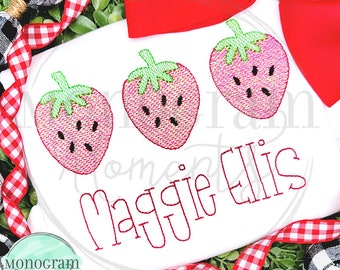 Strawberry machine embroidery design file, strawberry bean stitch sketch embroidery design