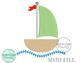 Mini disegni di ricamo per barche a vela, file di disegno di ricamo a punto di riempimento mini