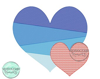 2 Hearts Sketch Embroidery Design, Trendy Embroidery Design, Embroidery Design Trendy,Bean Stitch Sketch, Valentines Embroidery Designs