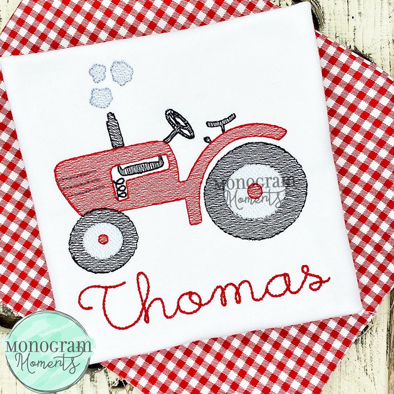 Vintage Tractor Machine Embroidery Design File, Tractor Bean Stitch ...