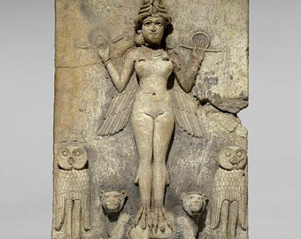 Plaque de sculpture en relief babylonienne Burney Relief Queen of the Night Goddes