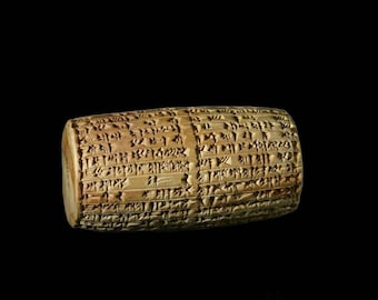 Nabonidus Cyrus Cylinder Replica with Stand – Ancient Babylonian Clay Tablet