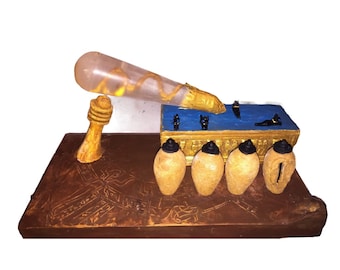 エジプトの伝統楽器風オブジェ デンデラライトのレプリカ：古代エジプトのハトホル神殿をモチーフに