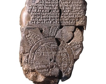 Babylonian Sumerian Map of the World/ Imago Mundi/Clay Tablet replica/ The Map of the World/Replica Cuneiform Sumerian Ancient Clay tablet