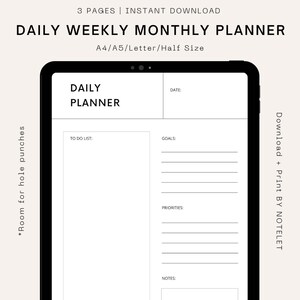 Minimal Digital Planner | DAILY WEEKLY MONTHLY | by Notelet
