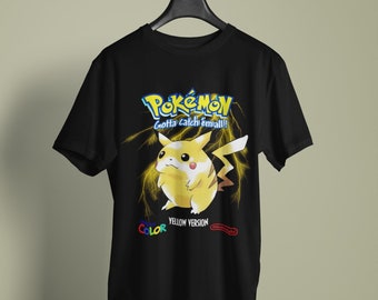 Pocket Monsters Yellow Inspired Retro Graphic Tee Anime T-shirt Cover Art Gift Idea Present For Him For Her
