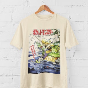 Japanese Retro Vintage Pocket Monsters Cover Graphic Tee Anime T-shirt Gift Idea Present For Him For Her
