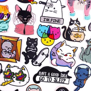 Cartoon Katze Applikation Gestickte Aufnäher (1), DIY Aufbügeln Aufkleber, Süßer Tier Patch für Kleidung, Einzigartige Mode-Dekor, Perfekt für Heimwerker