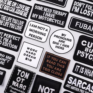 Slogan Letter (2) Patch, Embroidery Patches Applique, Ironing Sewing Supplies, Decorative Badge, Fusible Patches for Jacket Accessories, DIY