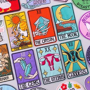 Parches bordados de Tarot modernos: Novia, Vino, Nacido Estelar / Parches de brujas termoadhesivos o cosidos para chaquetas, bolsos, ropa y regalos místicos