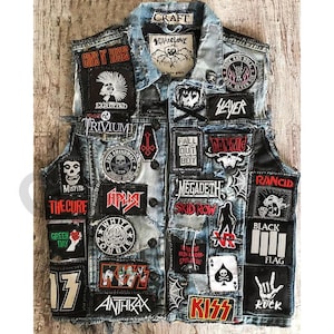 Jean jacket rock band patches Etsy France