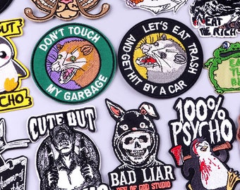 Hippie Possum Patch, Iron On Patches for Clothing, Thermoadhesive, Punk Animals Embroidery, Clothes Jackets Sew, DIY Unique Appliques