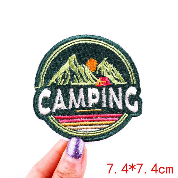 Mountain Camping Embroidered Patches for Clothing Thermoadhesive Patches  Adventure Travel Badges Sewing Applique for Clothes