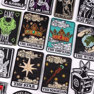 Aufnäher Tarot Patch – zum Aufbügeln oder Annähen Punk Skull Tier Aufnäher | Gothic DIY Aufnäher für Jacke, Tasche, Kleidung oder Kostüm