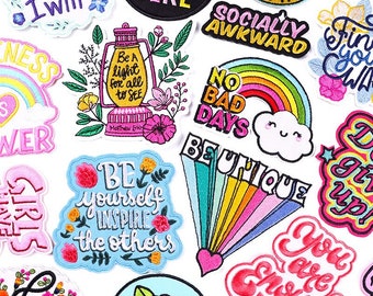 Vibrant Rainbow Quote Patch, Embroidered Iron-On Badge, DIY Statement Stripes for Clothing, Comic Sticker, perfect for Hobbyists, Collectors