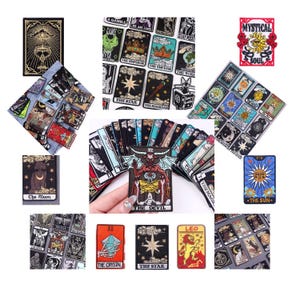 Parche bordado de tarot de gato: insignia de gato brujo para planchar o coser / parche de carta de tarot felino místico para chaqueta, bolso, ropa o regalo