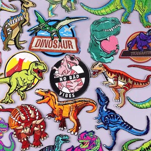 Parches bordados de dinosaurios para ropa, animales de dibujos animados DIY, parches termoadhesivos, pegatinas para ropa, decoración de tela única