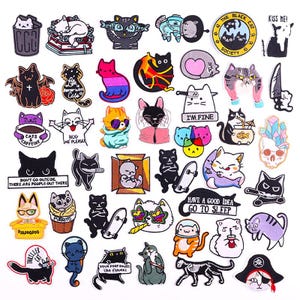 Cartoon Cat Applique (1), Embroidered Patches for Clothing, Stickers, Cute Animal Patch Iron On, Clothes DIY Badges, Unique Fashion Decor
