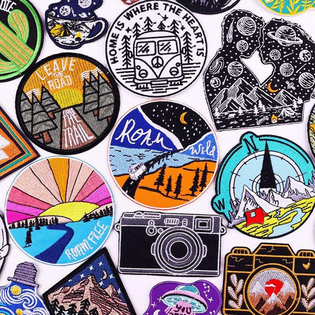 Outdoor Adventure Iron-on Patch – Embroidered Mountain Design for ...