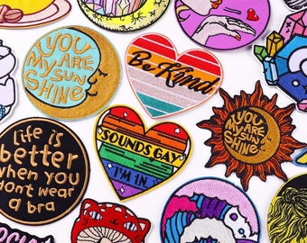 Vibrant LGBTQ Free Thinker Iron-On Patches, Creative DIY Embroidery Designs. Unique Patches for Jeans, Jackets, Backpacks, Express Yourself