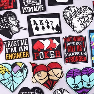 Écussons brodés punk personnalisés, Lettres de poker, Coudre/Repasser pour vêtements, Écusson autocollant DIY, Embellissement de vêtements uniques, Conception personnalisée