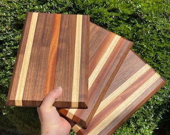 Handcrafted edge grain walnut cutting board