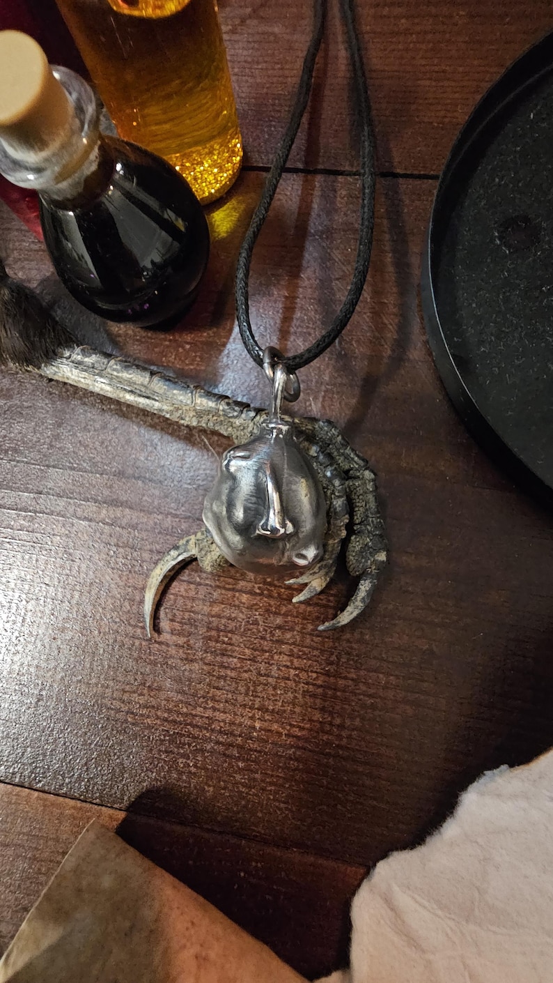 Behelit Pendant Hand Cast Pewter Berserk Necklace Anime Talisman + Cotton Cord Crimson Beherit Replica image 5