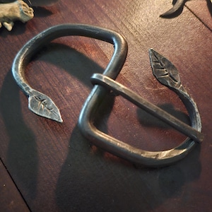 Hand-Forged Leaf Belt Buckle  S-Curve Design for 1.5&quot; Belts | Custom Sizes Available