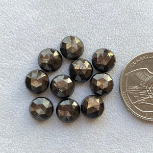 8mm Golden Sheen Sapphire Round Shape 10 pcs Rosecut Gemstone - Top Quality Rose Cut Flat Back Gemstone 10 Pieces Lot For Jewelry Making,