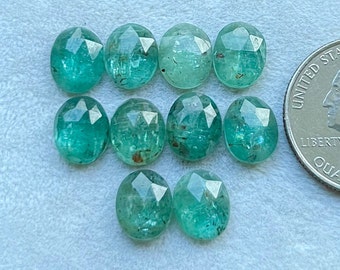 New Emerald Kyanite 8x10mm 10 pcs Rosecut Gemstone - Top Quality Rose Cut Flat Back Gemstone 10 Pieces Lot For Jewelry Making, Pendant, Ring