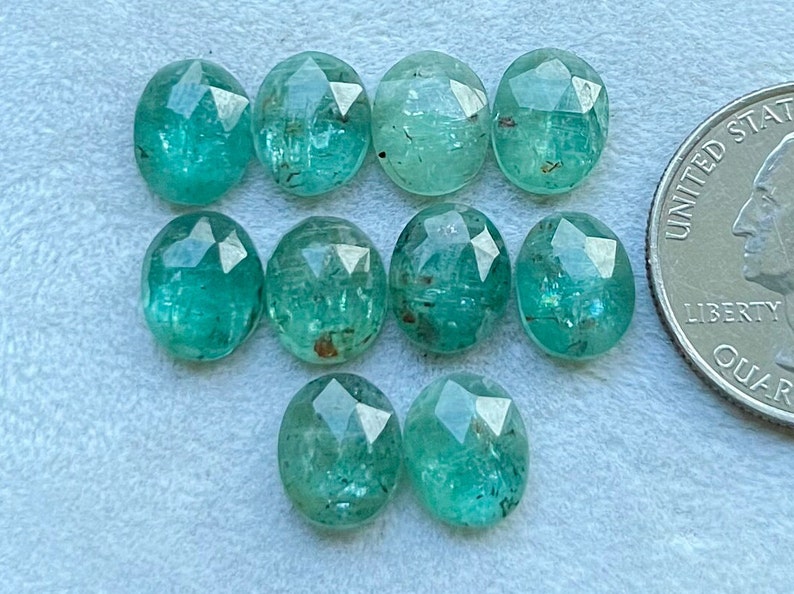 New Emerald Kyanite 8x10mm 10 pcs Rosecut Gemstone Top Quality Rose Cut Flat Back Gemstone 10 Pieces Lot For Jewelry Making, Pendant, Ring image 1