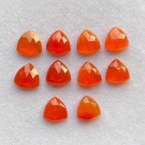 10mm Trillion Natural Carnelian Rosecut Slice - Top Quality Rose Cut Flat Back Gemstone 10 Pieces Lot For Jewelry Making, Pendant, Ring