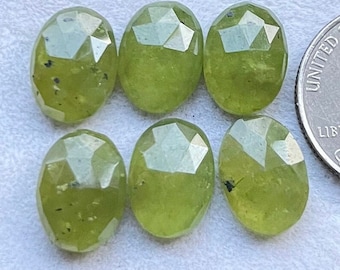 10x14mm Oval Vesuvianite Rosecut - Top Quality Flat Back Gemstone 10 Pieces Lot For Jewelry Making, Pendant, Ring