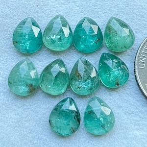 New Emerald Kyanite 8x10mm 10 pcs Rosecut Gemstone - Top Quality Rose Cut Flat Back Gemstone 10 Pieces Lot For Jewelry Making, Pendant, Ring
