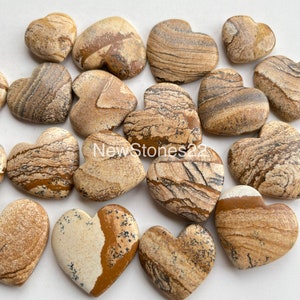 Natural Picture Jasper Heart Shape Cabochon Wholesale Lot By Weight With Different Shapes And Sizes Used For Jewelry Making