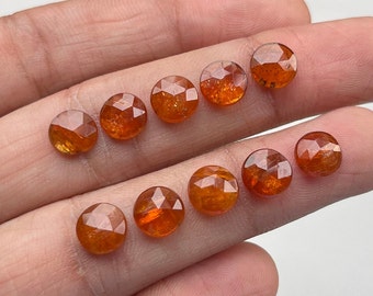 Orange Kyanite 8mm 10 pcs Rosecut Gemstone - Top Quality Rose Cut Flat Back Gemstone 10 Pieces Lot For Jewelry Making, Pendant, Ring