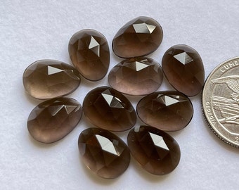 Natural SmokY Quartz Rosecut Slice - Top Quality Rose Cut Flat Back Gemstone 10 Pieces Lot For Jewelry Making, Pendant, Ring