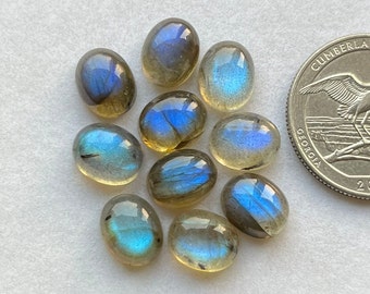 8x10mm Oval 10 pcs Pack Blue Labradorite Round shape Cabochon For jewelry Making