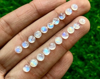 5mm 20 pcs Pack Rainbow Moonstone Cabochon Loose Genmstone for making jewelry