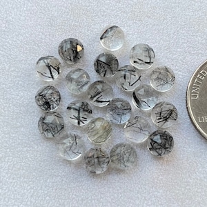 20 pcs Lot 6mm Round Black Rutile Rosecut Loose Gemstone For Making Jewelry