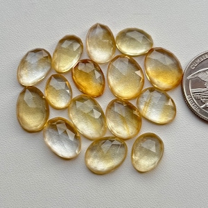 Natural Citrine Rosecut Slice - Top Quality Rose Cut Flat Back Gemstone 10 Pieces Lot For Jewelry Making, Pendant, Ring
