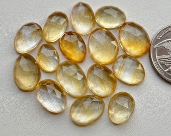 Natural Citrine Rosecut Slice - Top Quality Rose Cut Flat Back Gemstone 10 Pieces Lot For Jewelry Making, Pendant, Ring